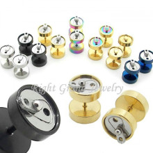 Titan eloxiert Gold 316L Stahl Fake Gauges Soda kann Ohr-Stecker